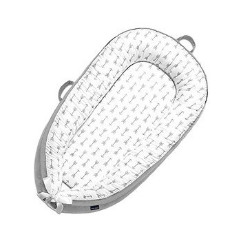 Little Story Soft Breathable Fiberfill Newborn Lounger Bed - Arrow Grey For 0-3Years, Unisex (LS_NBLB07_MU)