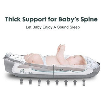 Little Story Soft Breathable Fiberfill Newborn Lounger Bed - Arrow Grey For 0-3Years, Unisex (LS_NBLB07_MU)