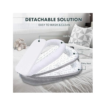 Little Story Soft Breathable Fiberfill Newborn Lounger Bed - Arrow Grey For 0-3Years, Unisex (LS_NBLB07_MU)