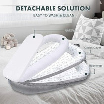 Little Story Soft Breathable Fiberfill Newborn Lounger Bed - Arrow Grey For 0-3Years, Unisex (LS_NBLB07_MU)