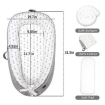 Little Story Soft Breathable Fiberfill Newborn Lounger Bed - Arrow Grey For 0-3Years, Unisex (LS_NBLB07_MU)