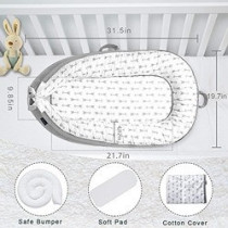 Little Story Soft Breathable Fiberfill Newborn Lounger Bed - Arrow Grey For 0-3Years, Unisex (LS_NBLB07_MU)