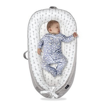 Little Story Soft Breathable Fiberfill Newborn Lounger Bed - Arrow Grey For 0-3Years, Unisex (LS_NBLB07_MU)