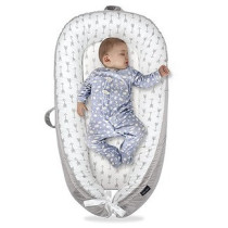 Little Story Soft Breathable Fiberfill Newborn Lounger Bed - Arrow Grey For 0-3Years, Unisex (LS_NBLB07_MU)