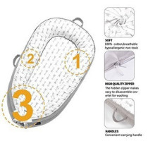 Little Story Soft Breathable Fiberfill Newborn Lounger Bed - Arrow Grey For 0-3Years, Unisex (LS_NBLB07_MU)