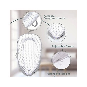 Little Story Soft Breathable Fiberfill Newborn Lounger Bed - Arrow Grey For 0-3Years, Unisex (LS_NBLB07_MU)