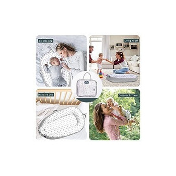 Little Story Soft Breathable Fiberfill Newborn Lounger Bed - Arrow Grey For 0-3Years, Unisex (LS_NBLB07_MU)