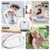 Little Story Soft Breathable Fiberfill Newborn Lounger Bed - Arrow Grey For 0-3Years, Unisex (LS_NBLB07_MU)