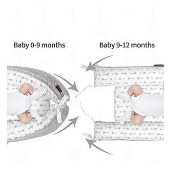 Little Story Soft Breathable Fiberfill Newborn Lounger Bed - Arrow Grey For 0-3Years, Unisex (LS_NBLB07_MU)