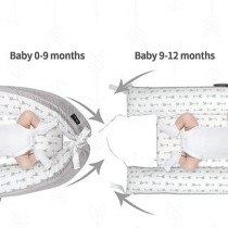 Little Story Soft Breathable Fiberfill Newborn Lounger Bed - Arrow Grey For 0-3Years, Unisex (LS_NBLB07_MU)