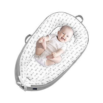 Little Story Soft Breathable Fiberfill Newborn Lounger Bed - Arrow Grey For 0-3Years, Unisex (LS_NBLB07_MU)