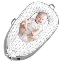 Little Story Soft Breathable Fiberfill Newborn Lounger Bed - Arrow Grey For 0-3Years, Unisex (LS_NBLB07_MU)