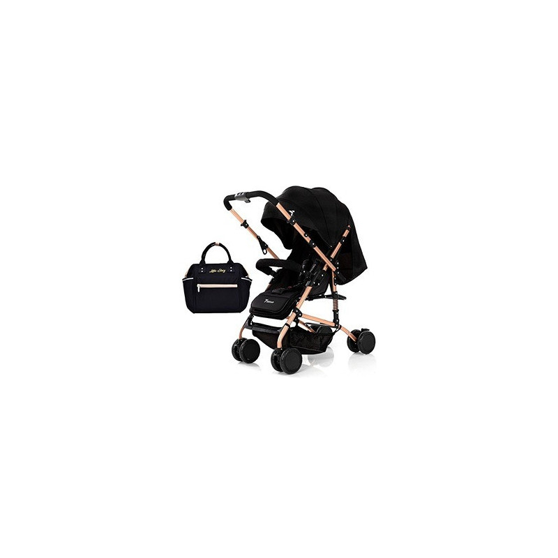 Teknum Reversible Trip Stroller w/ Ace Diaper Bag - Black For 6-36Months, Unisex CM TKLS RTSADP BK