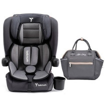 Teknum Pack and Go Foldable Car Seat w/ Ace Diaper Bag - Grey For 9 Months-12 Years, Unisex (CM_TKLS_CS03ADP_GY)
