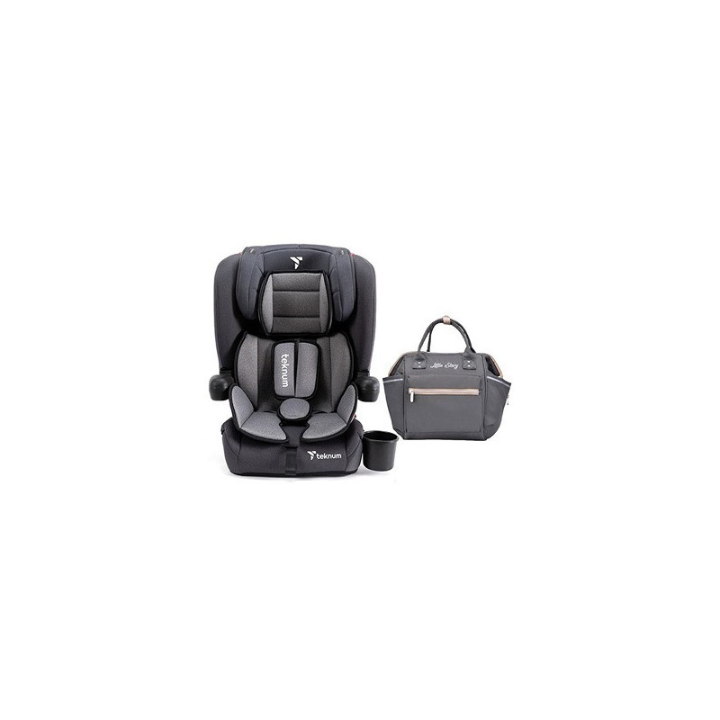 Teknum Pack and Go Foldable Car Seat w/ Ace Diaper Bag - Grey For 9 Months-12 Years, Unisex (CM_TKLS_CS03ADP_GY)