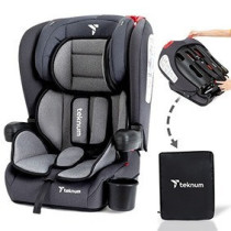 Teknum Pack and Go Foldable Car Seat w/ Ace Diaper Bag - Grey For 9 Months-12 Years, Unisex (CM_TKLS_CS03ADP_GY)
