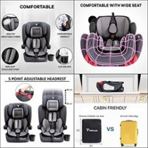 Teknum Pack and Go Foldable Car Seat w/ Ace Diaper Bag - Grey For 9 Months-12 Years, Unisex (CM_TKLS_CS03ADP_GY)