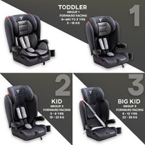Teknum Pack and Go Foldable Car Seat w/ Ace Diaper Bag - Grey For 9 Months-12 Years, Unisex (CM_TKLS_CS03ADP_GY)