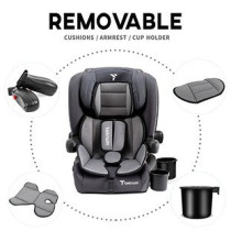 Teknum Pack and Go Foldable Car Seat w/ Ace Diaper Bag - Grey For 9 Months-12 Years, Unisex (CM_TKLS_CS03ADP_GY)
