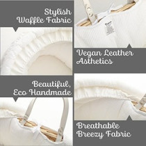 Teknum Infant Wicker Moses Basket with White Waffle Beddings - Wooden Brown For 0-6Months, Unisex (TK_WIBABE_NA)