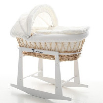 Teknum Infant Wicker Moses Basket with White Waffle Beddings - Wooden Brown For 0-6Months, Unisex (TK_WIBABE_NA)