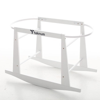 Teknum Wicker Pod Moses Basket Rocker Stand - White For 0-6Months, Unisex (TK_MBST_WH)