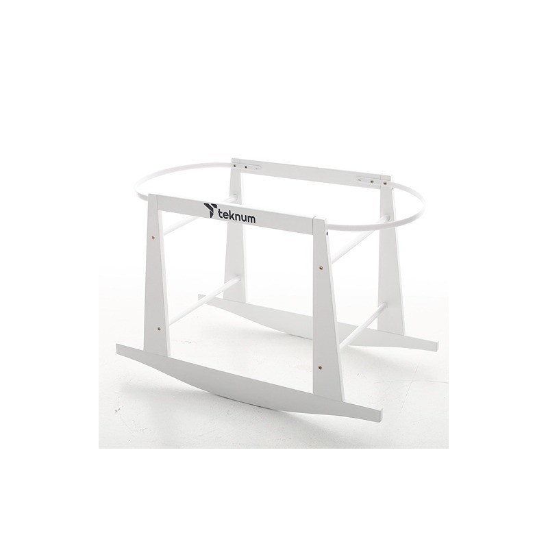 Teknum Wicker Pod Moses Basket Rocker Stand - White For 0-6Months, Unisex (TK_MBST_WH)