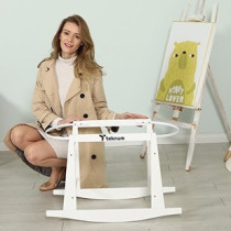 Teknum Wicker Pod Moses Basket Rocker Stand - White For 0-6Months, Unisex (TK_MBST_WH)