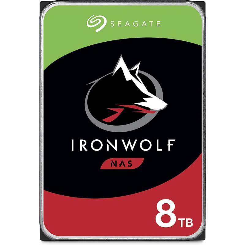 Seagate IronWolf, 8TB, NAS, Internal Hard Drive, CMR 3.5 Inch, SATA, 6GB/s, 5,900 RPM, 64MB Cache, for RAID Network Attached Storage, 3 year Rescue Services (ST8000VN004)