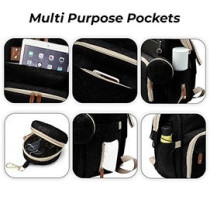 Little Story - Diaper Bag wt portable bassinet bed & pacifier pouch - Black