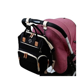 Little Story - Diaper Bag wt portable bassinet bed & pacifier pouch - Black