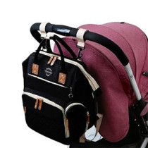 Little Story - Diaper Bag wt portable bassinet bed & pacifier pouch - Black