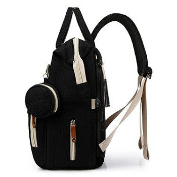 Little Story - Diaper Bag wt portable bassinet bed & pacifier pouch - Black