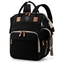 Little Story - Diaper Bag wt portable bassinet bed & pacifier pouch - Black