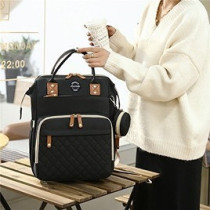 Little Story - Diaper Bag wt portable bassinet bed & pacifier pouch - Black