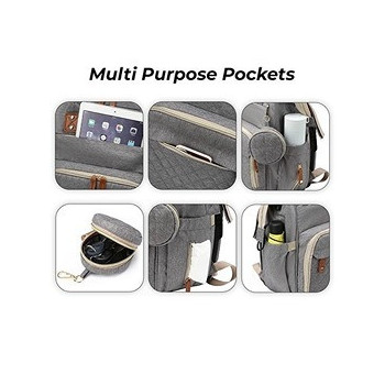 Little Story - Diaper Bag wt portable bassinet bed & pacifier pouch - Grey