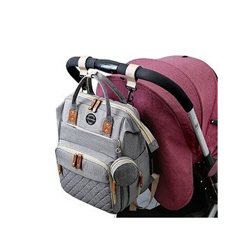 Little Story - Diaper Bag wt portable bassinet bed & pacifier pouch - Grey