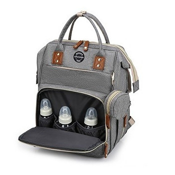 Little Story - Diaper Bag wt portable bassinet bed & pacifier pouch - Grey