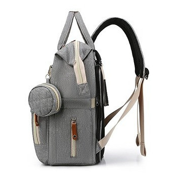 Little Story - Diaper Bag wt portable bassinet bed & pacifier pouch - Grey