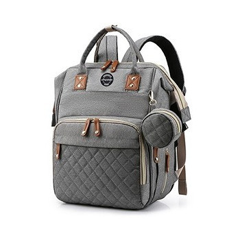 Little Story - Diaper Bag wt portable bassinet bed & pacifier pouch - Grey