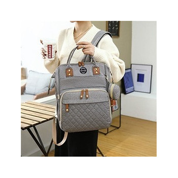 Little Story - Diaper Bag wt portable bassinet bed & pacifier pouch - Grey