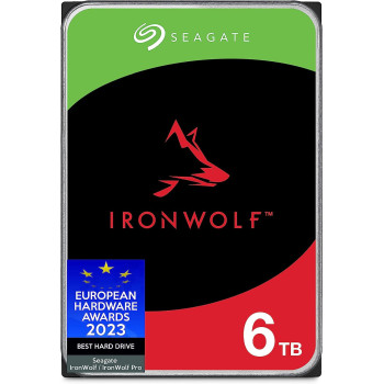 Seagate IronWolf, 6TB, NAS, Internal Hard Drive, CMR, 3.5 Inch, SATA, 6GB/s, 5,400 RPM, 256MB Cache, for RAID Network Attached Storage, 3 year Rescue Services, FFP (ST6000VNZ01)