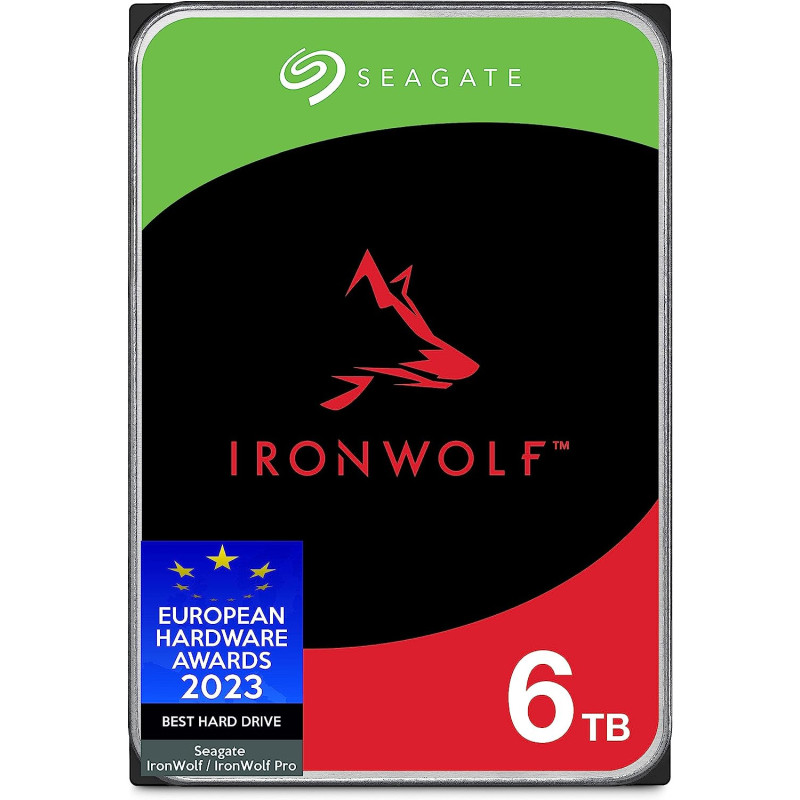 Seagate IronWolf, 6TB, NAS, Internal Hard Drive, CMR, 3.5 Inch, SATA, 6GB/s, 5,400 RPM, 256MB Cache, for RAID Network Attached Storage, 3 year Rescue Services, FFP (ST6000VNZ01)