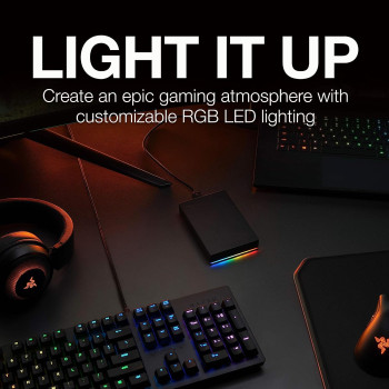 Seagate FireCuda Gaming Hard Drive External Hard Drive 2TB USB 3.2 Gen 1, RGB LED Lighting for PC and Mac with Rescue Services STKL2000400, Black