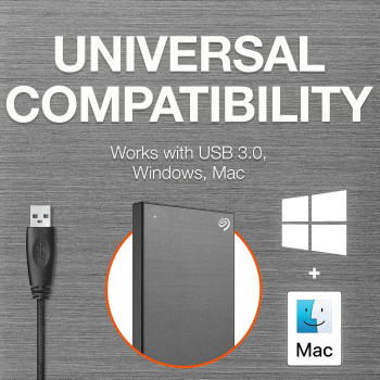 Seagate One Touch, Portable External Hard Drive, 1 Tb, Pc Notebook And Mac Usb 3.0, Space Grey, 1 Yr Myliocreate, 4 Mo Adobe Creative Cloud Photography And Two-Yr Rescue Services (Stkb1000404)