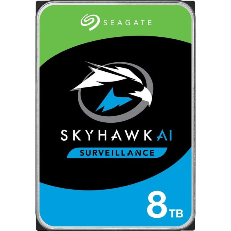 Seagate Skyhawk AI, 8 TB, Video Internal Hard Drive, 3.5 Inches , SATA, 6Gb/s, 256MB Cache, for DVR/NVR Security Camera System, 3 year Rescue Services (ST8000VE001)