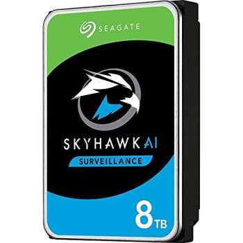 Seagate Skyhawk AI, 8 TB, Video Internal Hard Drive, 3.5 Inches , SATA, 6Gb/s, 256MB Cache, for DVR/NVR Security Camera System, 3 year Rescue Services (ST8000VE001)