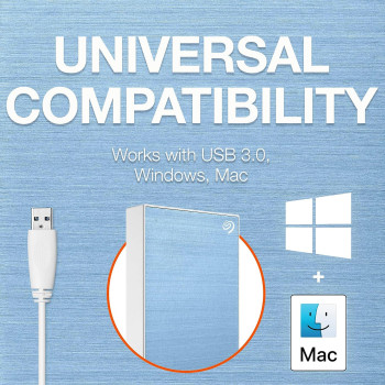 Seagate ONE TOUCH Portable 5TB External Hard Drive, Blue