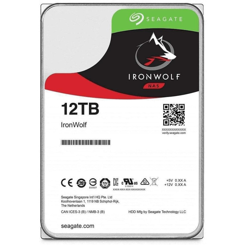 Seagate IRONWOLF Internal Hard Drive - 12TB 7200rpm 256MB