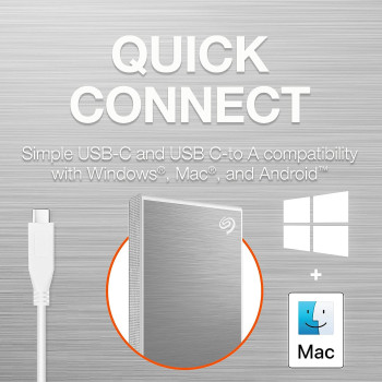 Seagate One Touch SSD v2 ,Silver 1 TB USB 3.1 TYPE C